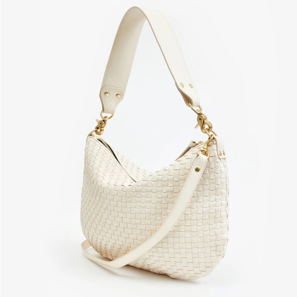Clare V Cream Woven Shoulder Bag